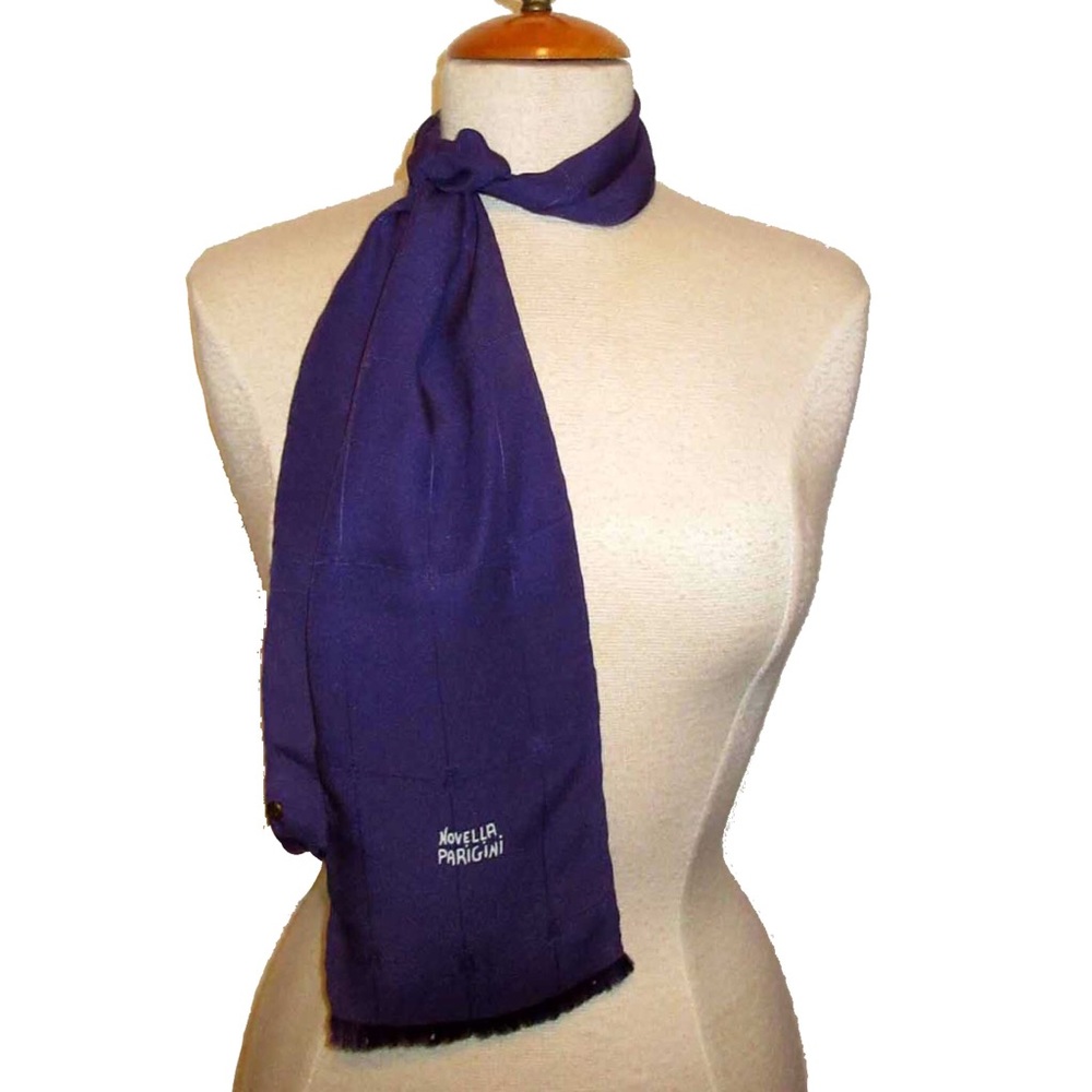 Novella Parigini navy/purple oblong silk scarf
